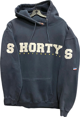 a hoodie that says "SHORTYS"